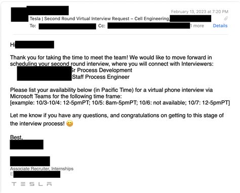 Step #1 is tell your <b>internship</b> organizer at your university and your contact at <b>Tesla</b> ASAP. . Tesla internship interview process reddit